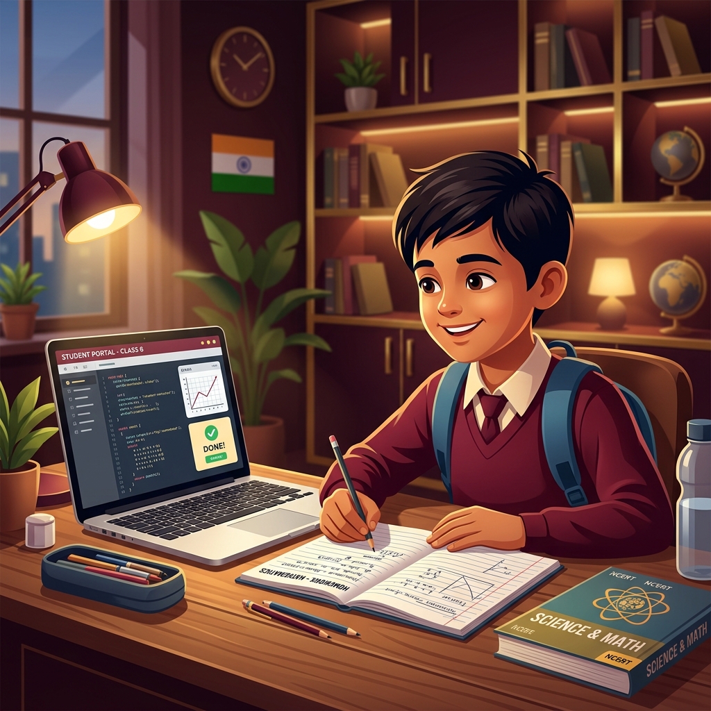 Focused student studying